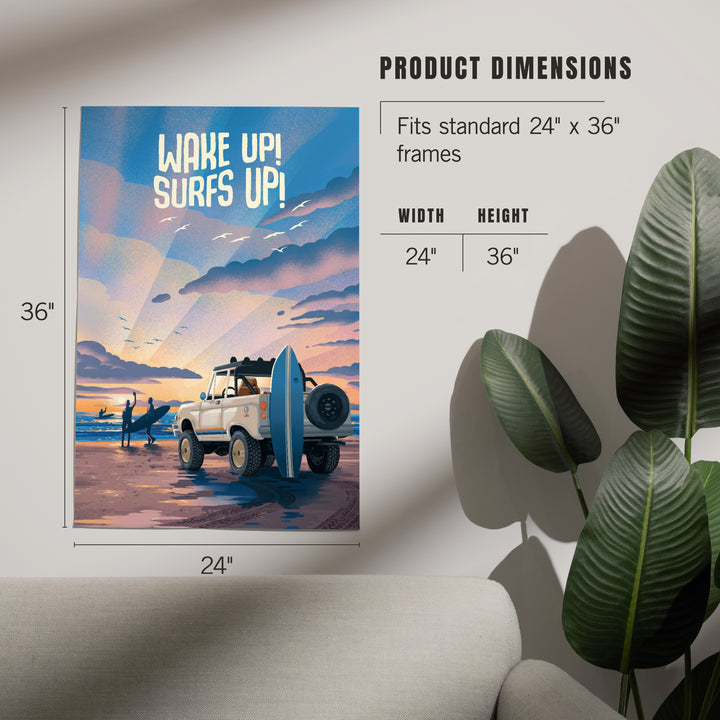 Lithograph, Wake Up! Surf's Up!, Art & Giclee Prints Art Lantern Press 
