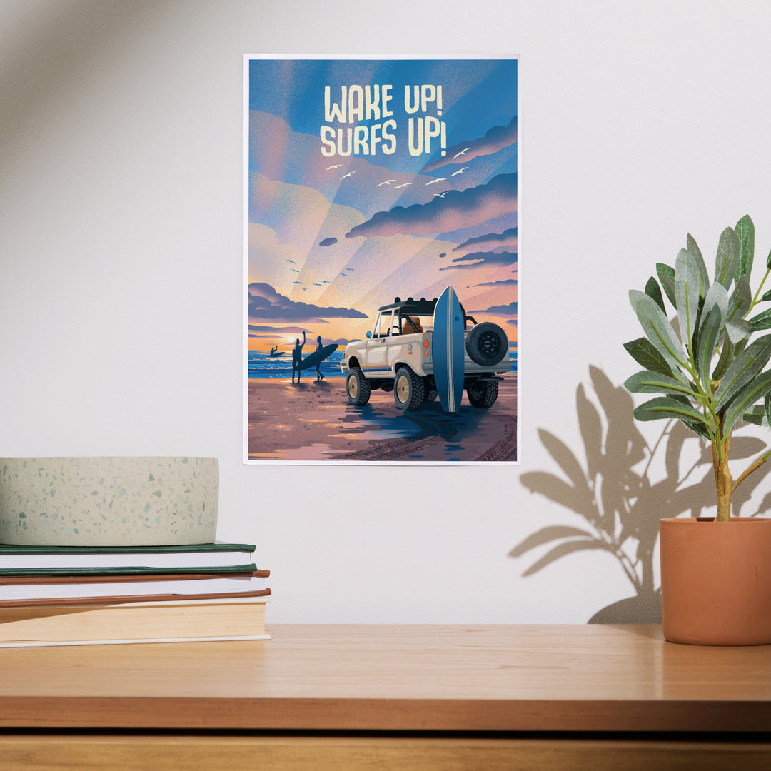 Lithograph, Wake Up! Surf's Up!, Art & Giclee Prints Art Lantern Press 