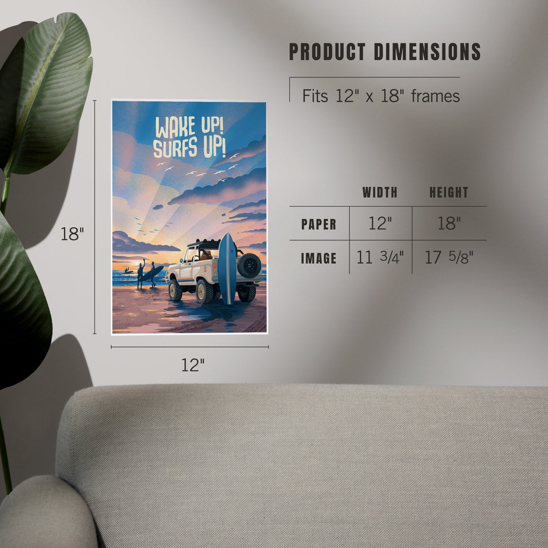 Lithograph, Wake Up! Surf's Up!, Art & Giclee Prints Art Lantern Press 