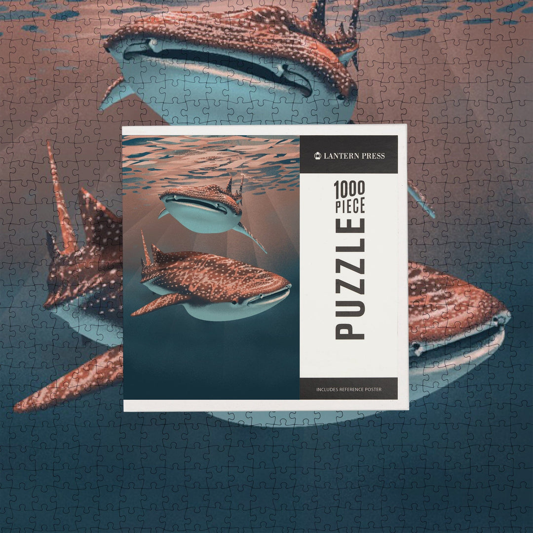 Lithograph, Whale Shark, Jigsaw Puzzle Puzzle Lantern Press 