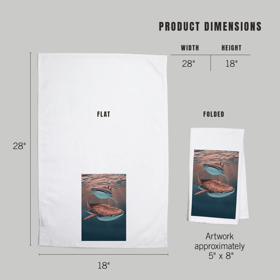 Lithograph, Whale Shark, Organic Cotton Kitchen Tea Towels Kitchen Lantern Press 