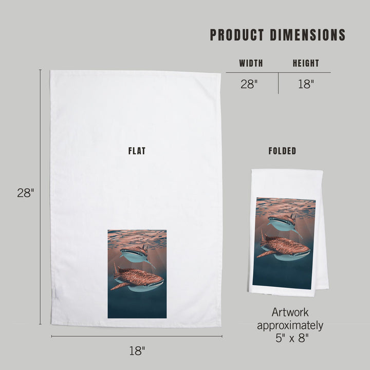Lithograph, Whale Shark, Organic Cotton Kitchen Tea Towels Kitchen Lantern Press 