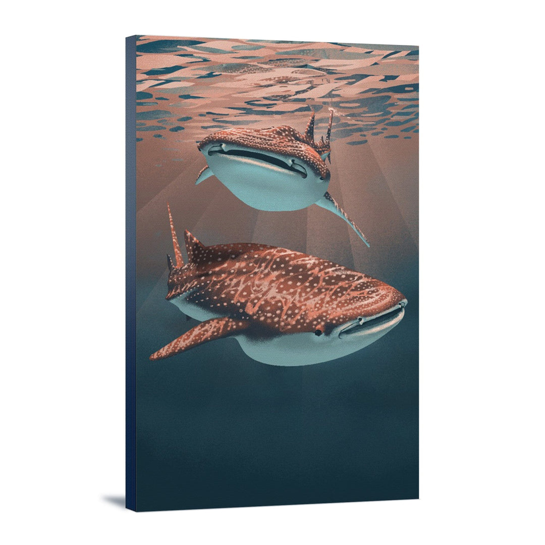 Lithograph, Whale Shark, Stretched Canvas Canvas Lantern Press 