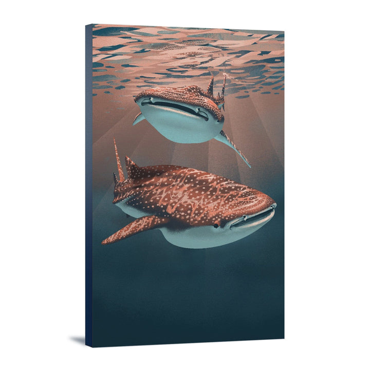 Lithograph, Whale Shark, Stretched Canvas Canvas Lantern Press 