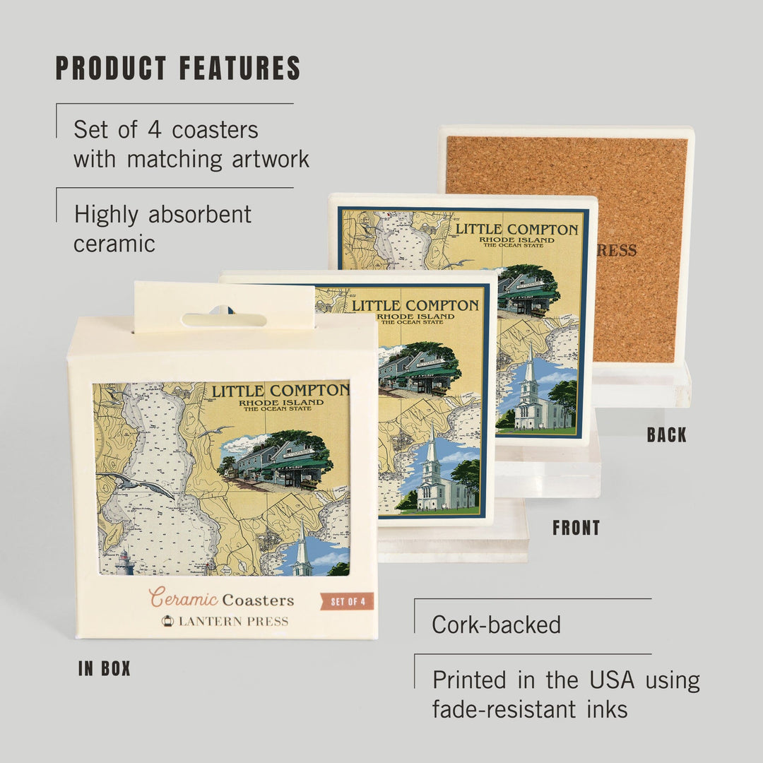 Little Compton, Rhode Island Chart, Coasters Coasters Lantern Press 