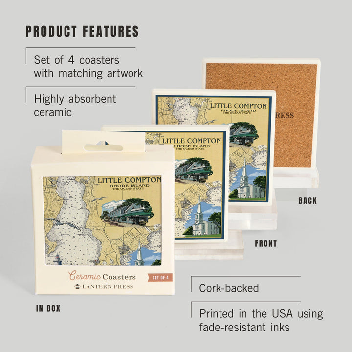 Little Compton, Rhode Island Chart, Coasters Coasters Lantern Press 