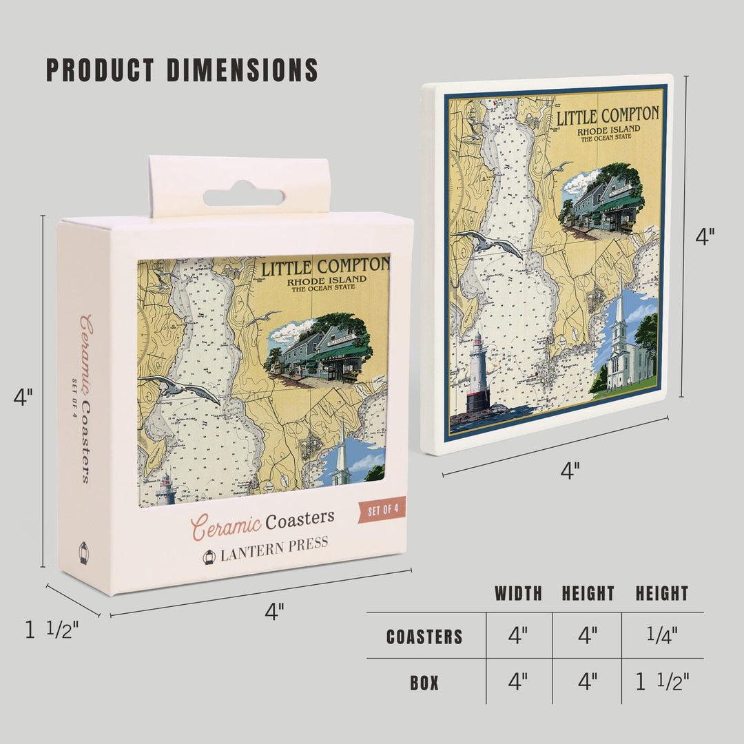 Little Compton, Rhode Island Chart, Coasters Coasters Lantern Press 