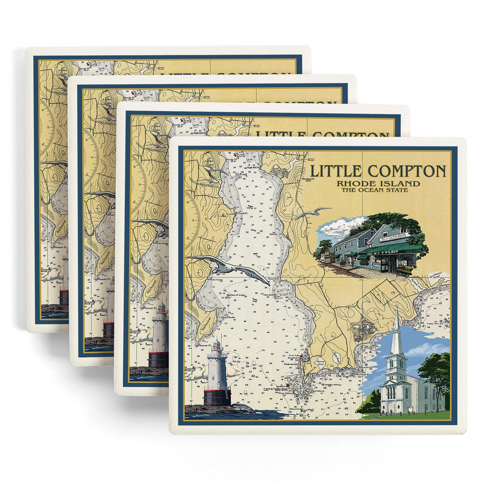 Little Compton, Rhode Island Chart, Coasters Coasters Lantern Press 