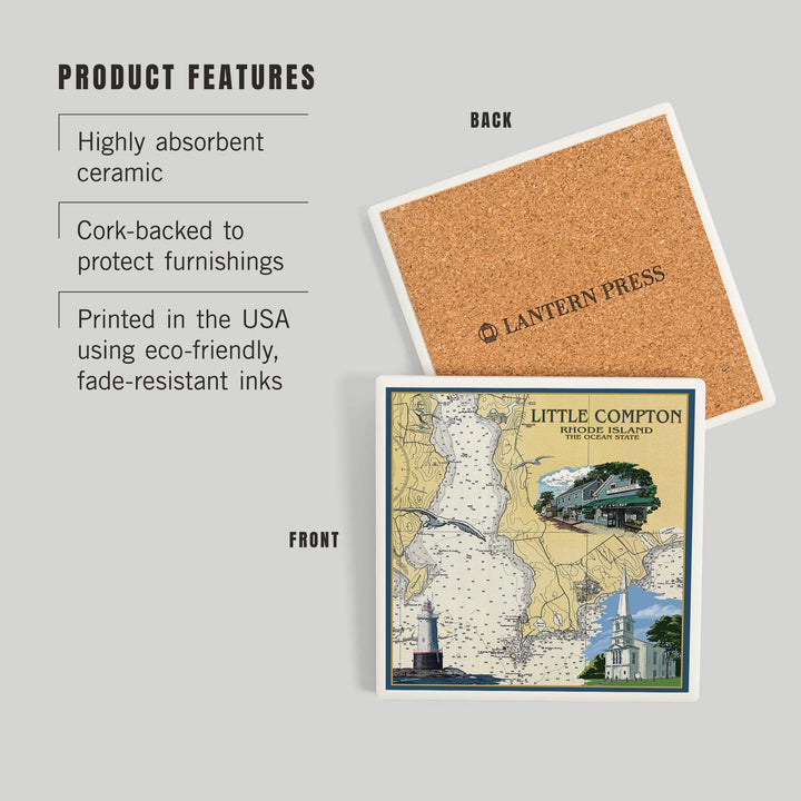 Little Compton, Rhode Island Chart, Coasters Coasters Lantern Press 