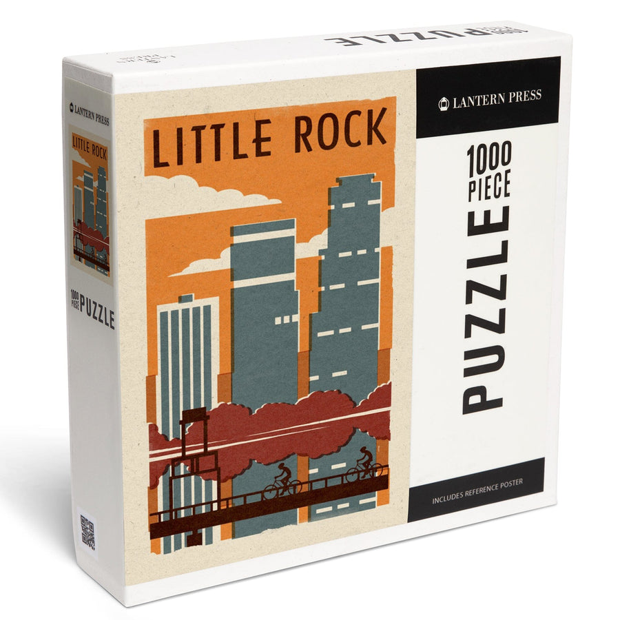 Little Rock, Arkansas, Woodblock, Jigsaw Puzzle Puzzle Lantern Press 