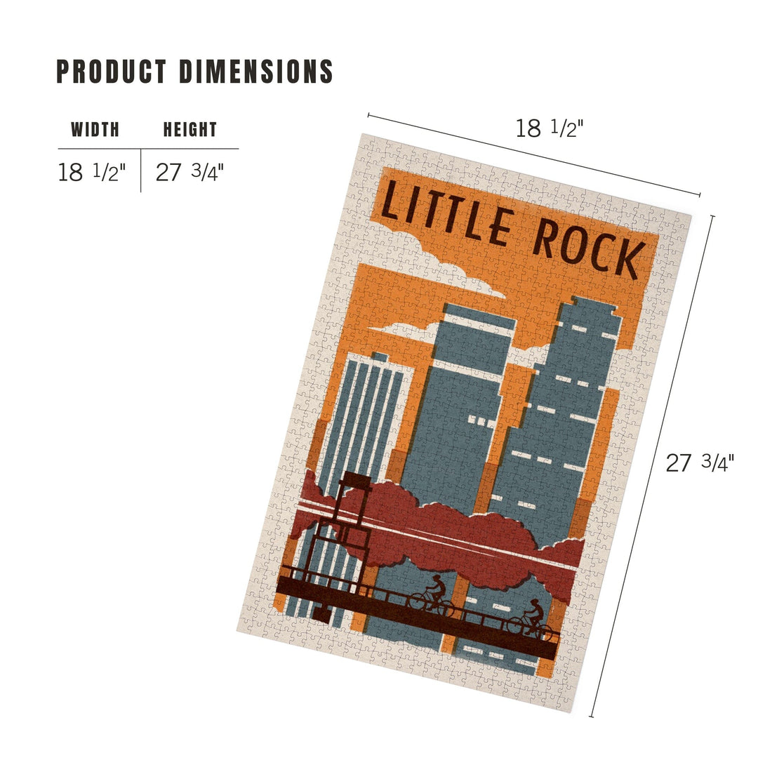 Little Rock, Arkansas, Woodblock, Jigsaw Puzzle Puzzle Lantern Press 