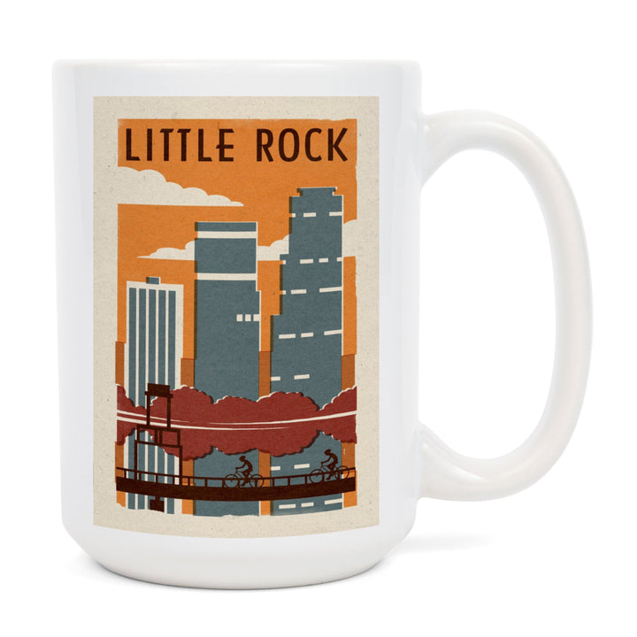 Little Rock, Arkansas, Woodblock, Lantern Press Artwork, Ceramic Mug Mugs Lantern Press 