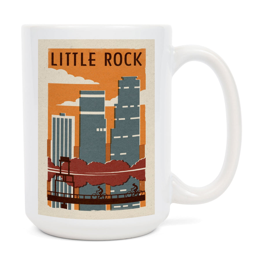 Little Rock, Arkansas, Woodblock, Lantern Press Artwork, Ceramic Mug Mugs Lantern Press 