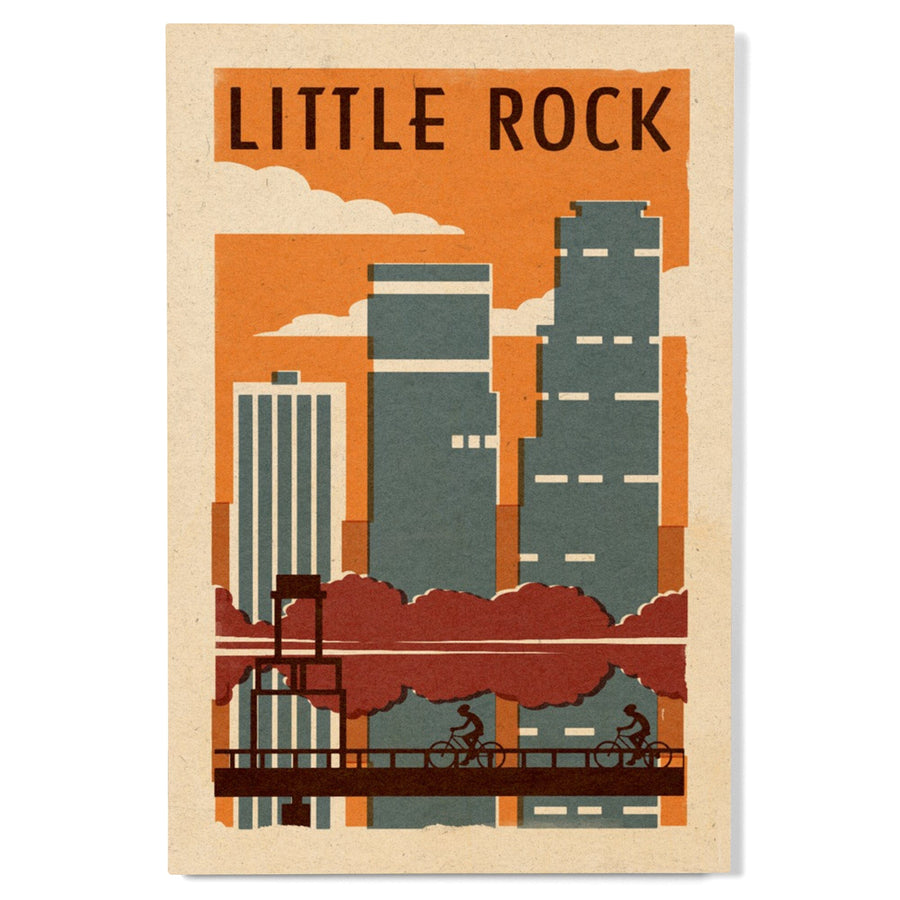 Little Rock, Arkansas, Woodblock, Lantern Press Artwork, Wood Signs and Postcards Wood Lantern Press 