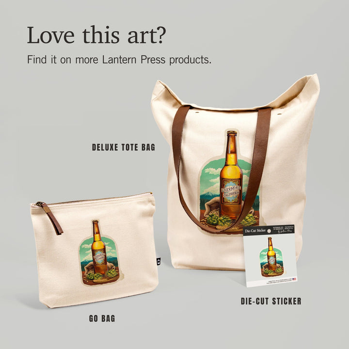 Livermore, California, Beer Bottle and Ingredients,, Organic Cotton Zipper Pouch, Go Bag Totes Lantern Press 