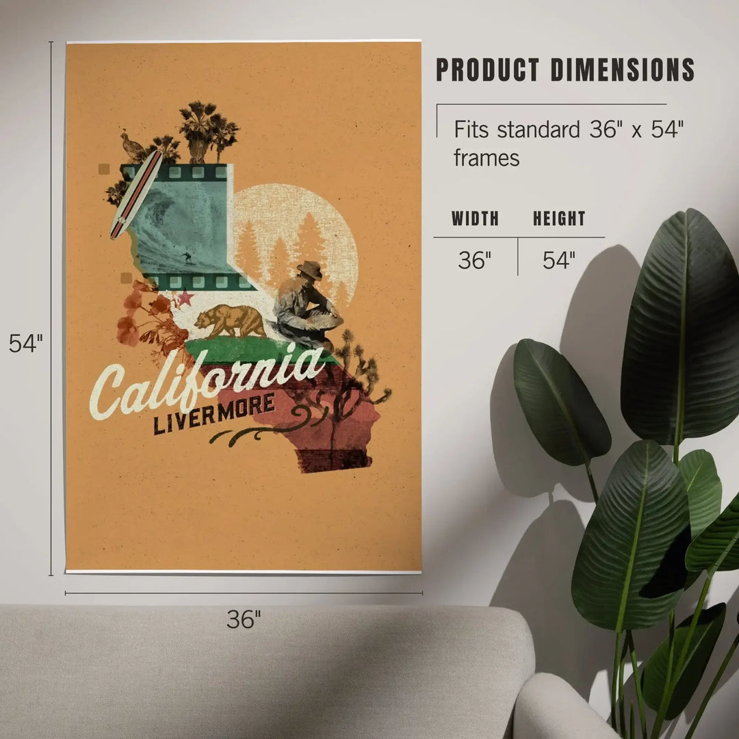 Livermore, California, State Photomontage, State Series, Art & Giclee Prints Art Lantern Press 
