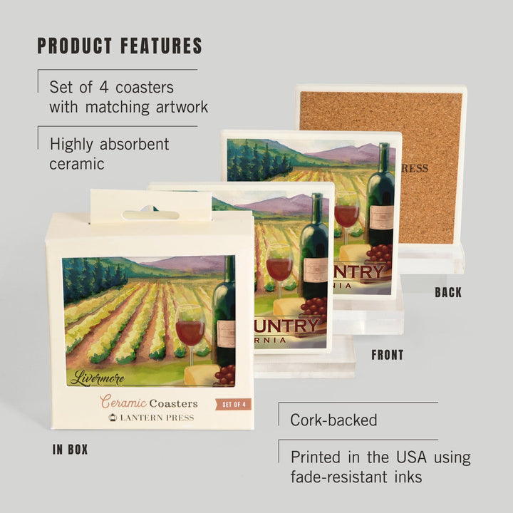 Livermore, California, Wine Country, Coasters Coasters Lantern Press 