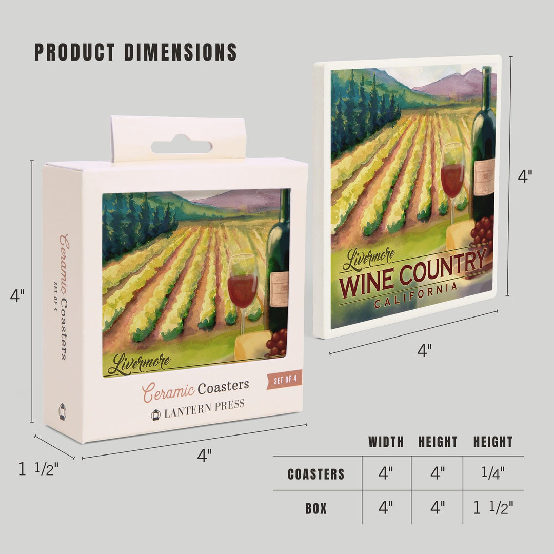Livermore, California, Wine Country, Coasters Coasters Lantern Press 