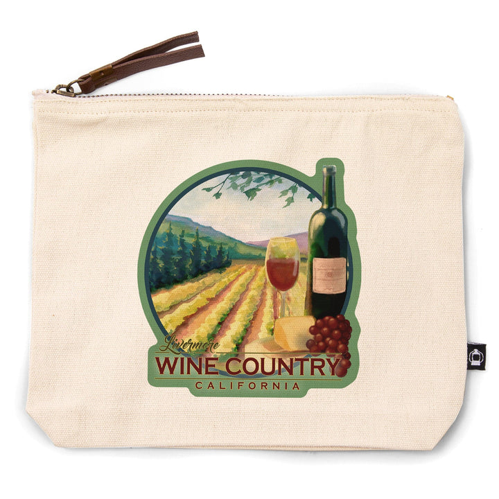 Livermore, California, Wine Country,, Organic Cotton Zipper Pouch, Go Bag Totes Lantern Press 