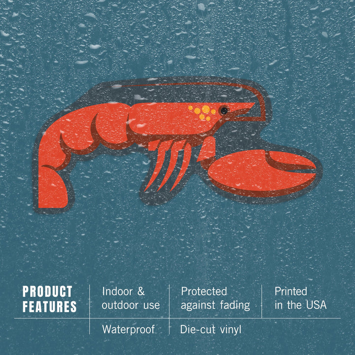 Lobster, Geometric, Contour, Lantern Press Artwork, Vinyl Sticker Sticker Lantern Press 