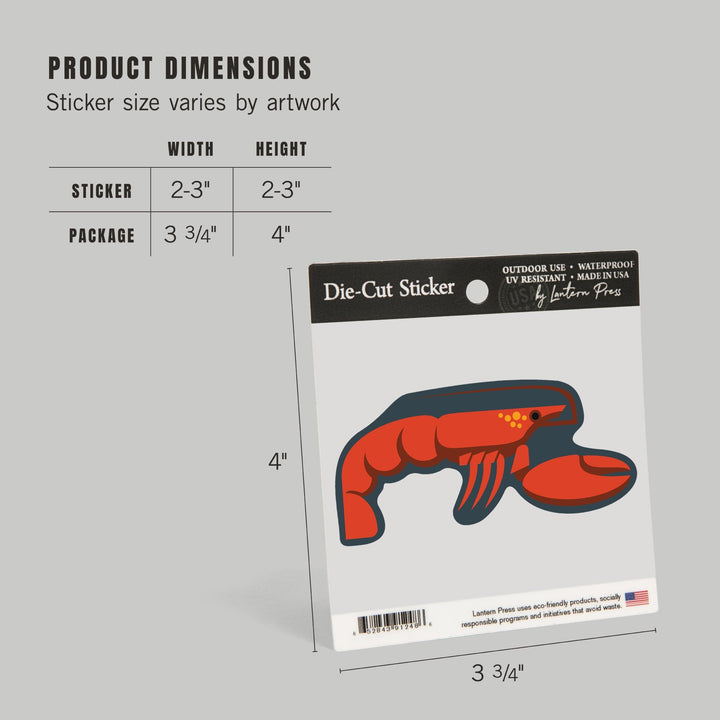 Lobster, Geometric, Contour, Lantern Press Artwork, Vinyl Sticker Sticker Lantern Press 