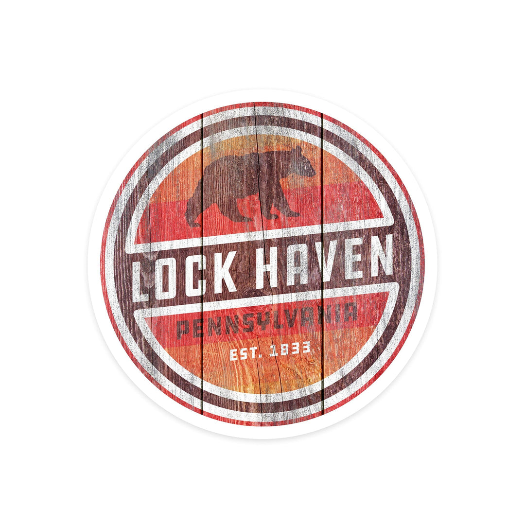 Lock Haven, Pennsylvania, Est. 1833, Rustic, Contour, Vinyl Sticker - Lantern Press