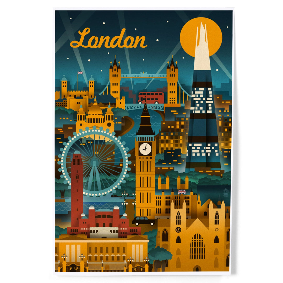 London, England, Retro Skyline, Art & Giclee Prints Art Lantern Press 