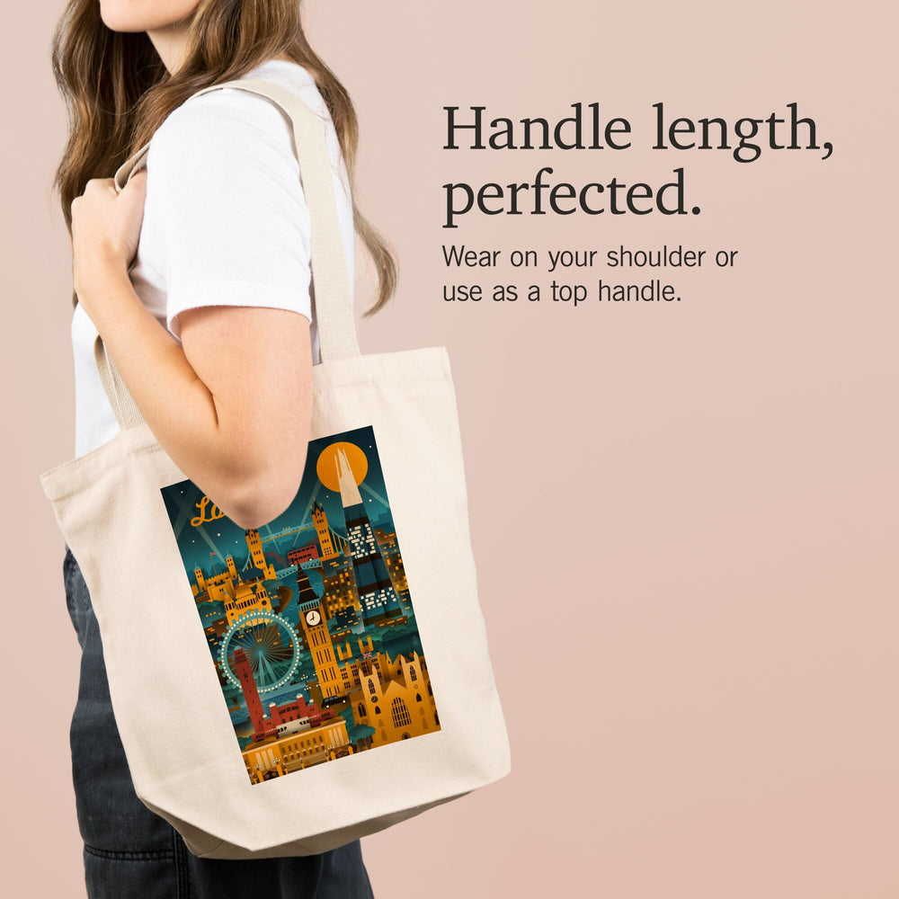 London, England, Retro Skyline, Tote Bag Totes Lantern Press 