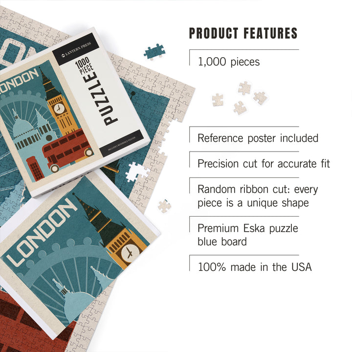 London, Woodblock, Jigsaw Puzzle Puzzle Lantern Press 