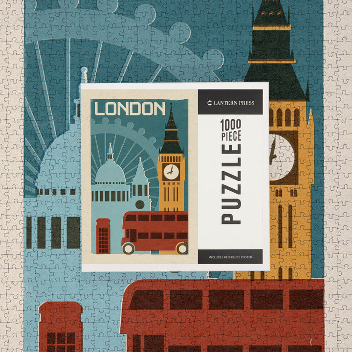 London, Woodblock, Jigsaw Puzzle Puzzle Lantern Press 