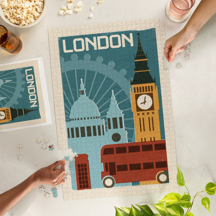 London, Woodblock, Jigsaw Puzzle Puzzle Lantern Press 