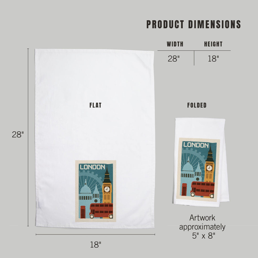London, Woodblock, Organic Cotton Kitchen Tea Towels Kitchen Lantern Press 