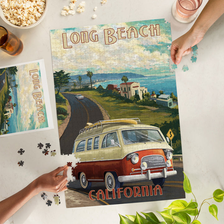 Long Beach, California, Camper Van, Jigsaw Puzzle Puzzle Lantern Press 