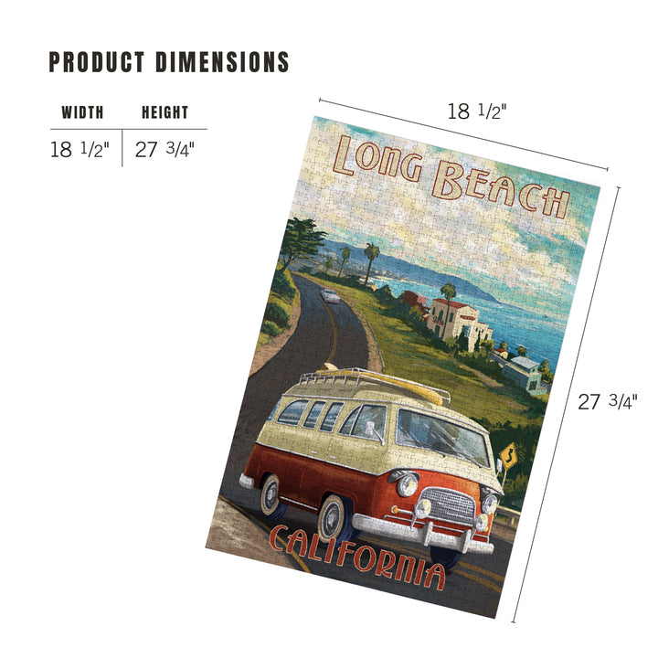 Long Beach, California, Camper Van, Jigsaw Puzzle Puzzle Lantern Press 