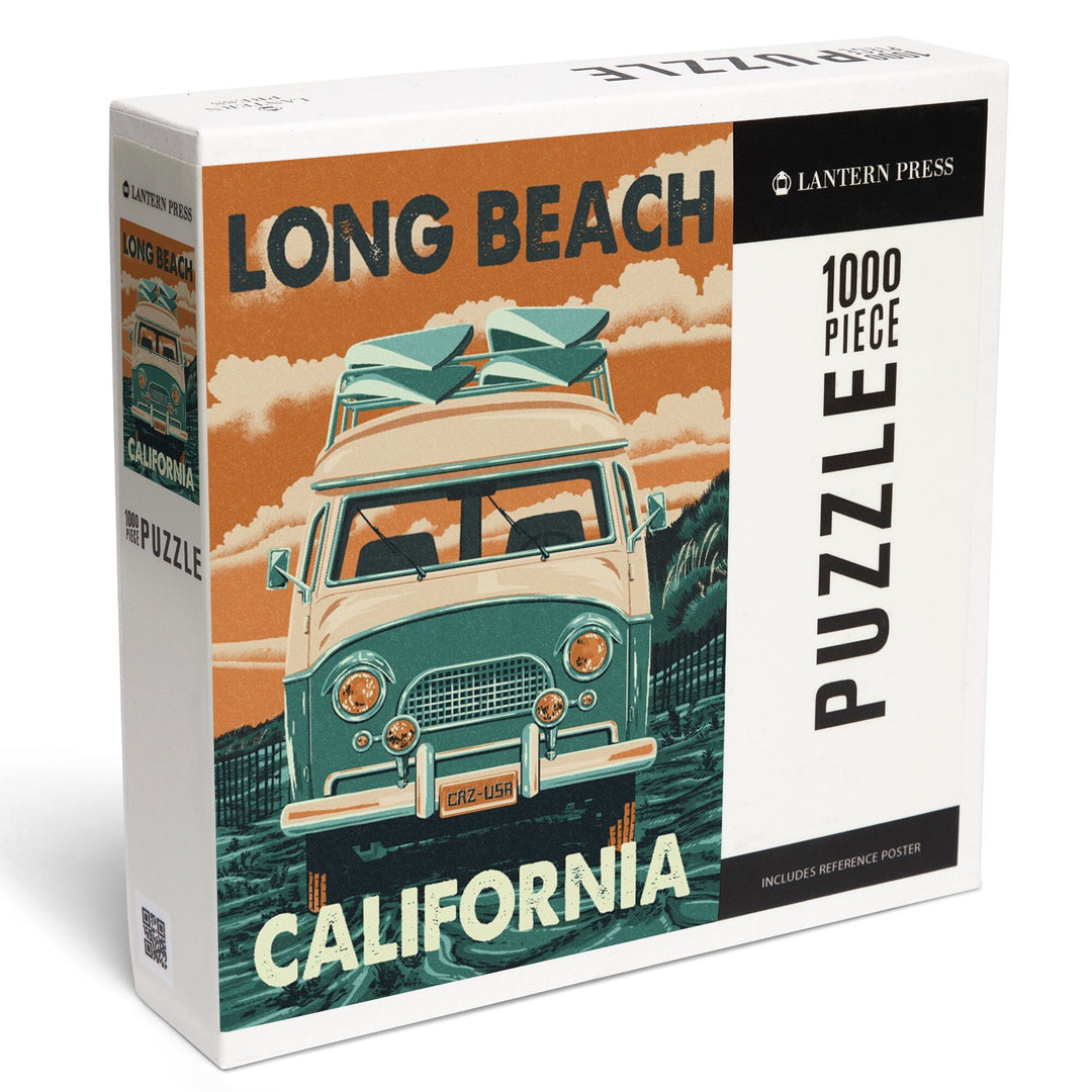 Long Beach, California, Camper Van, Jigsaw Puzzle Puzzle Lantern Press 