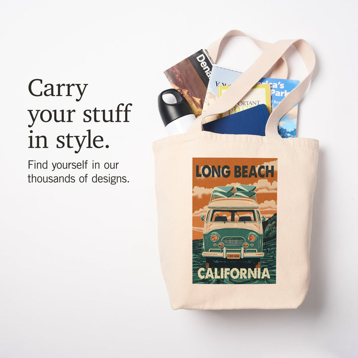 Long Beach, California, Camper Van, Tote Bag Totes Lantern Press 