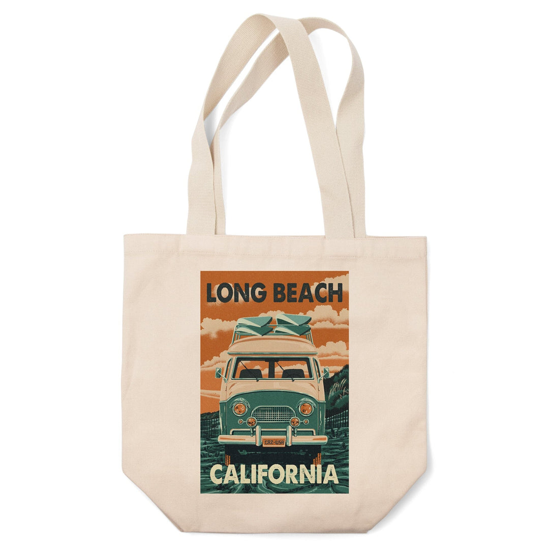 Long Beach, California, Camper Van, Tote Bag Totes Lantern Press 