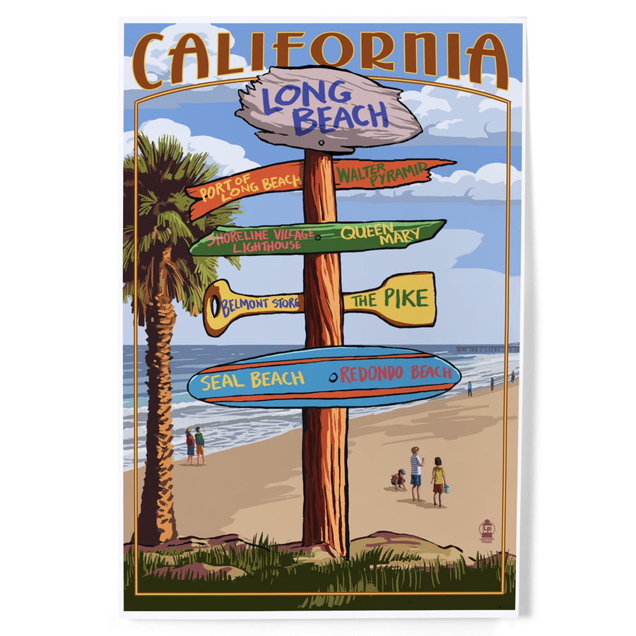 Long Beach, California, Destinations Sign, Art & Giclee Prints Art Lantern Press 