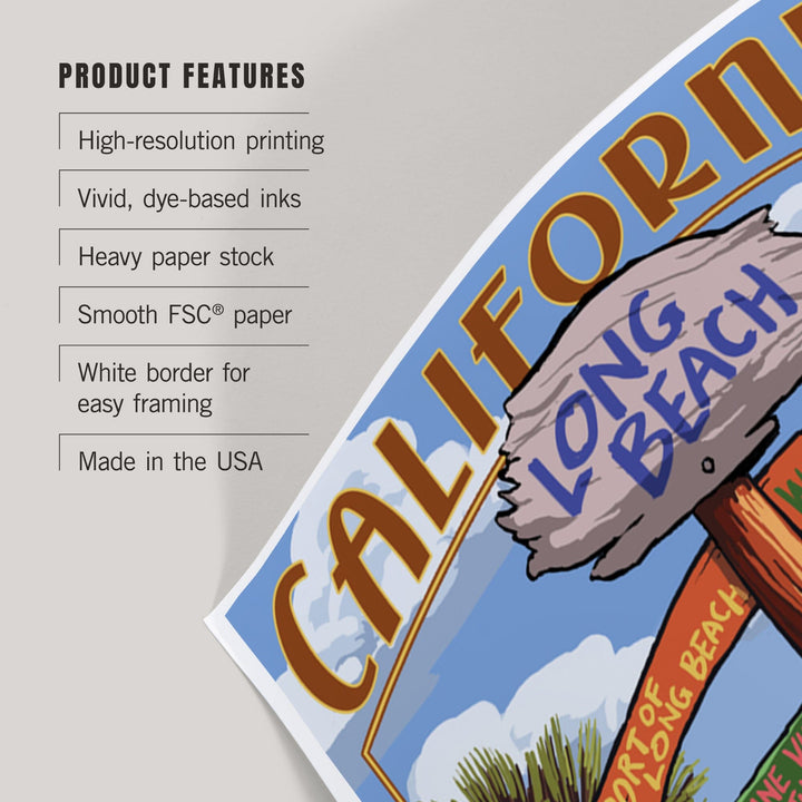 Long Beach, California, Destinations Sign, Art & Giclee Prints Art Lantern Press 