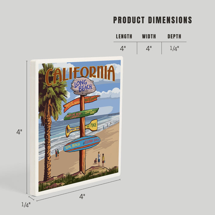 Long Beach, California, Destinations Sign, Coasters Coasters Lantern Press 