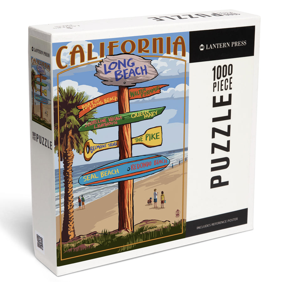 Long Beach, California, Destinations Sign, Jigsaw Puzzle Puzzle Lantern Press 