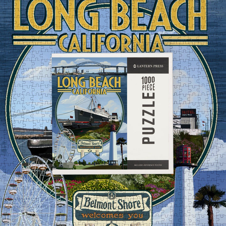Long Beach, California, Montage, Jigsaw Puzzle Puzzle Lantern Press 