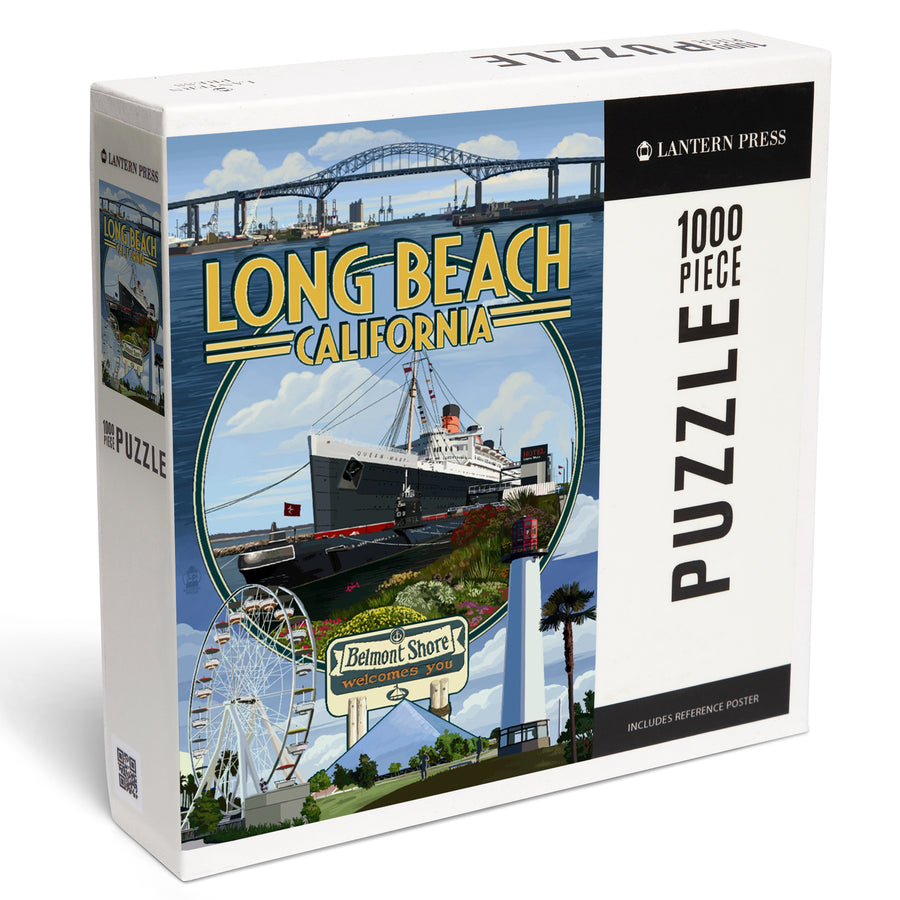 Long Beach, California, Montage, Jigsaw Puzzle Puzzle Lantern Press 