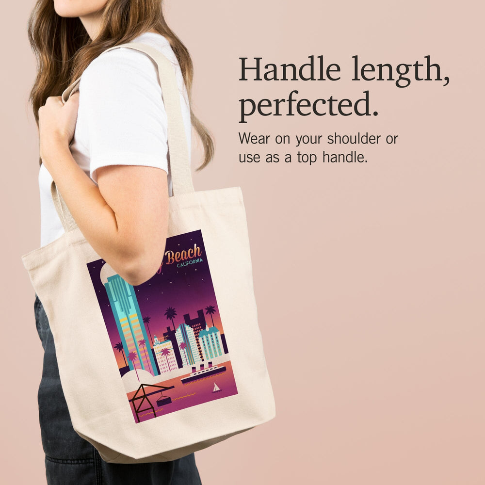 Long Beach, California, Retro Skyline Chromatic Series, Tote Bag Totes Lantern Press 