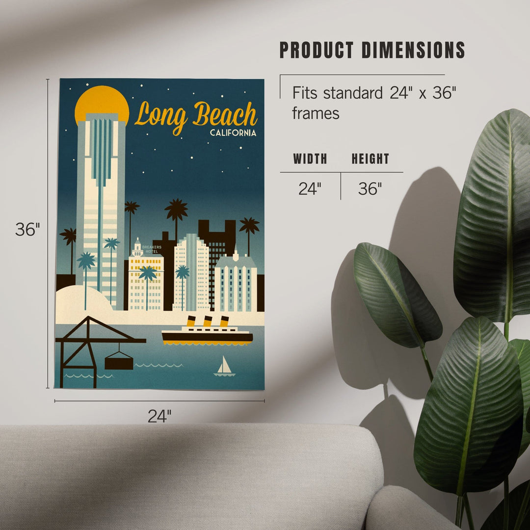 Long Beach, California, Retro Skyline Classic Series, Art & Giclee Prints Art Lantern Press 