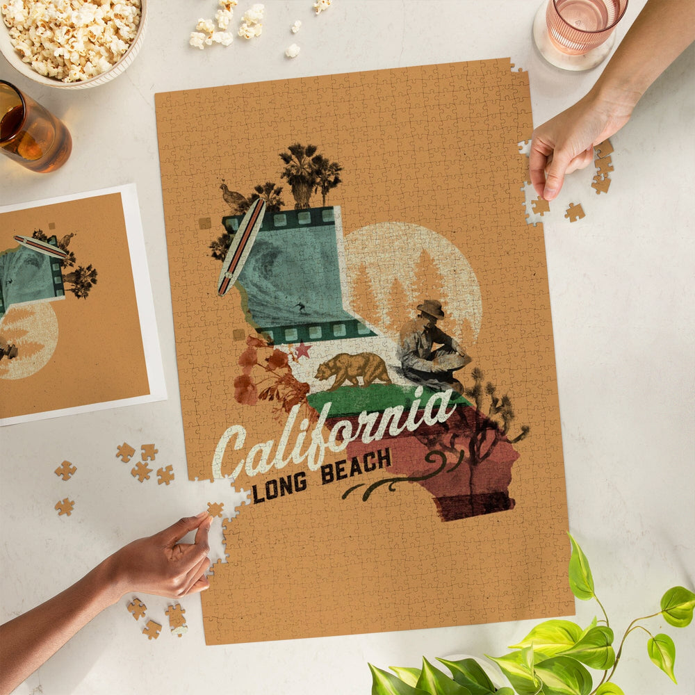 Long Beach, California, State Photomontage, State Series, Jigsaw Puzzle Puzzle Lantern Press 