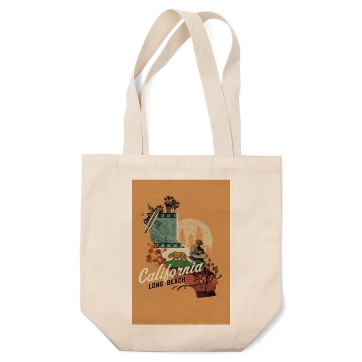 Long Beach, California, State Photomontage, State Series,, Tote Bag Totes Lantern Press 
