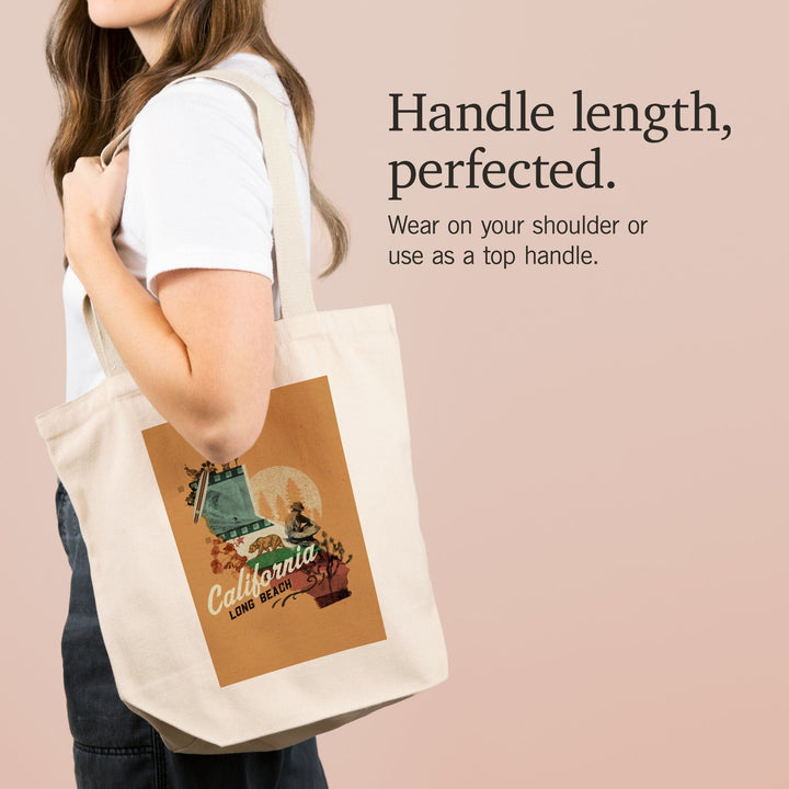 Long Beach, California, State Photomontage, State Series,, Tote Bag Totes Lantern Press 