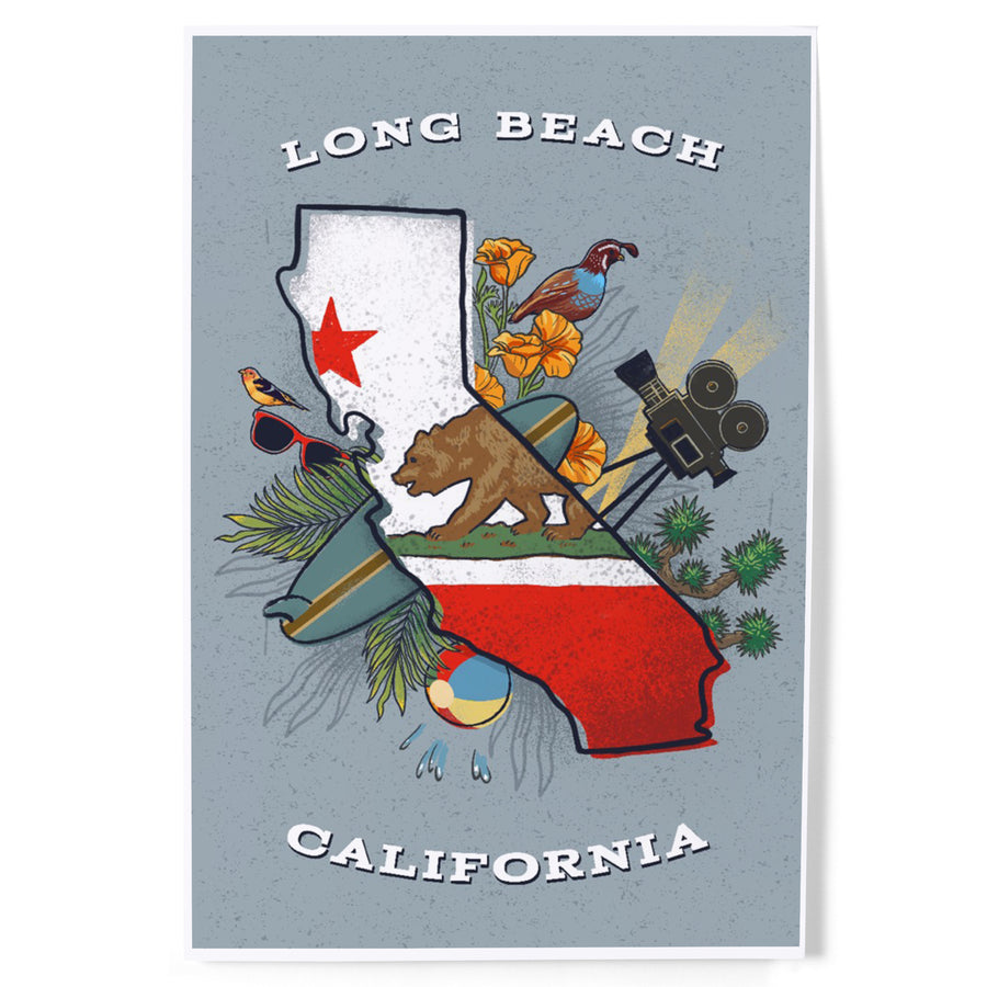 Long Beach, California, State Treasure Trove, State Series, Art & Giclee Prints Art Lantern Press 