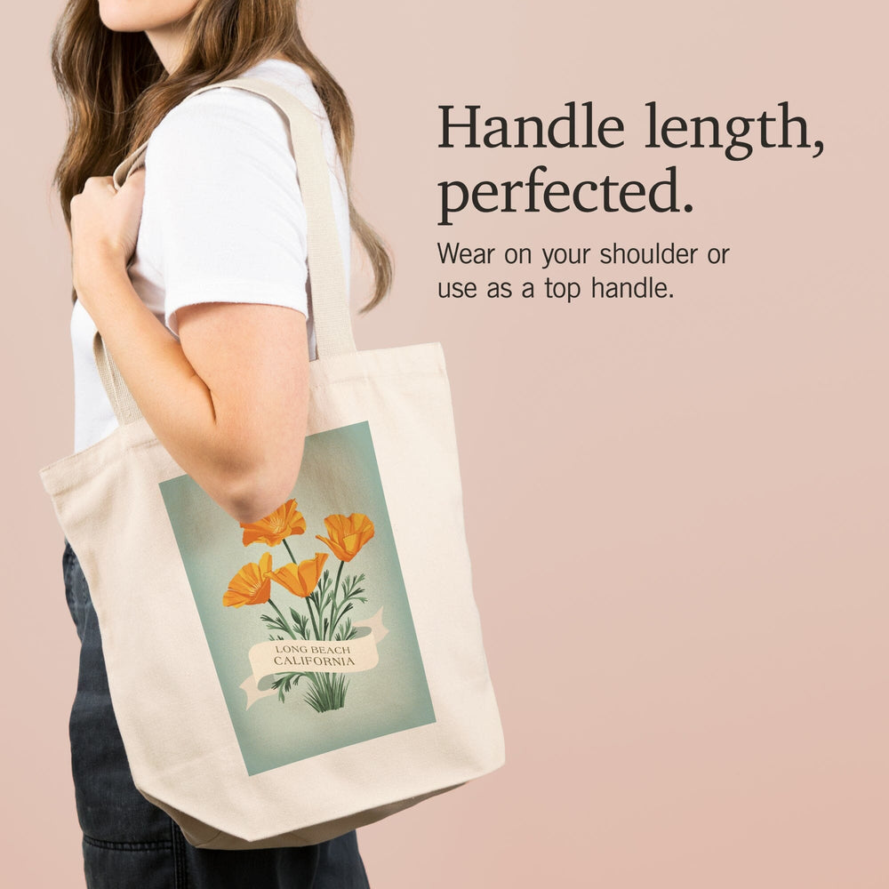 Long Beach, California, Vintage Flora, California Poppy, Tote Bag Totes Lantern Press 